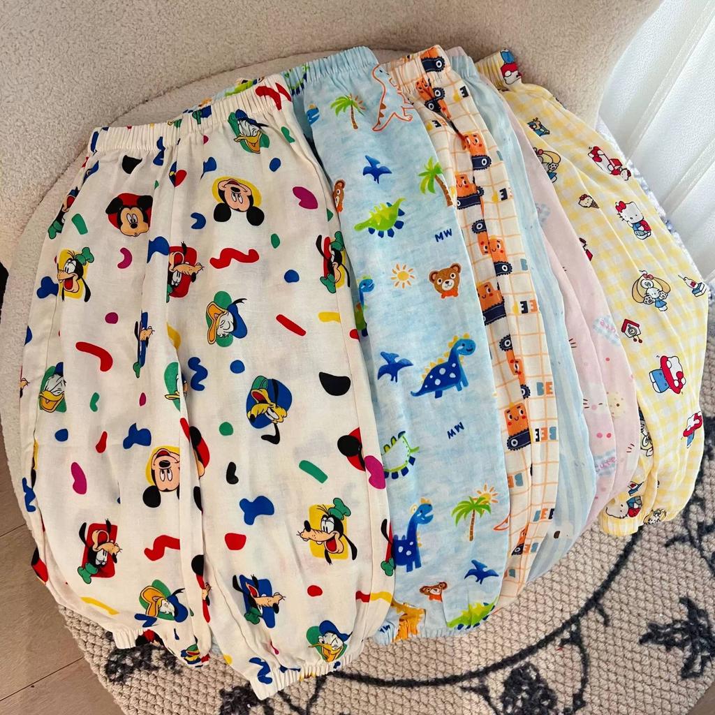 Baby Summer Anti Mosquito Sleep Pants Soft Lightweight Cotton Long Pants for Home and Kindergarten