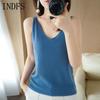 INDFS Женская мода Повседневная Летняя Весна Однотонные принты Без рукавов V-образный вырез Блузки и рубашки