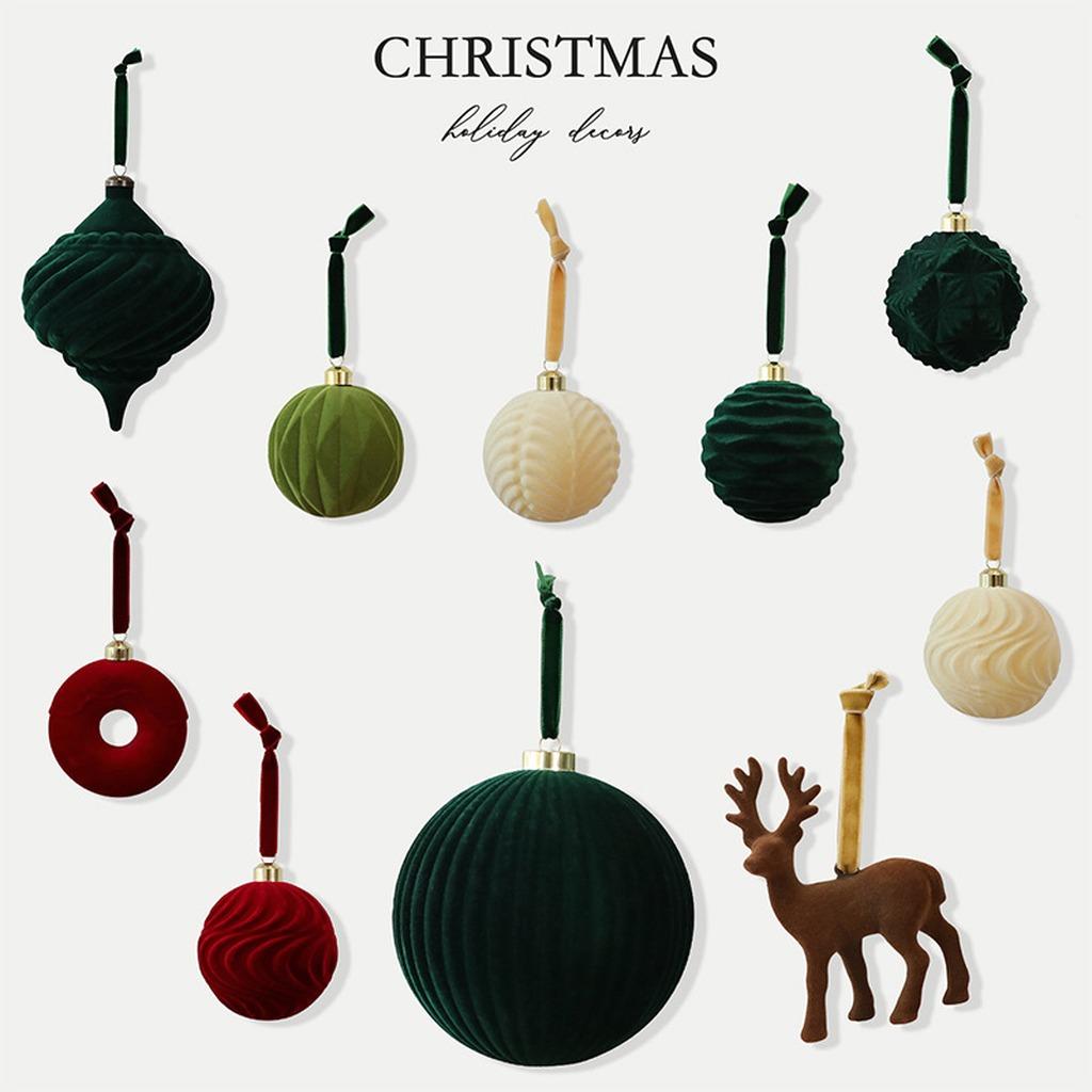 Velvet Christmas Ball Ornament Premium Christmas Tree Hanging Ball Plastic Hanging Decoration American For Christmas Decoration