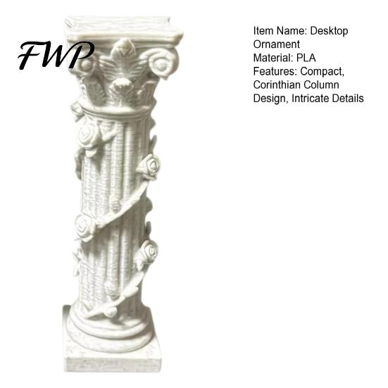 Matte White Decoration Corinthian Column Ornament, 3D Printed Flower Vine Statue, Ornament Roman Desktop for Home Desk Shelf Decor