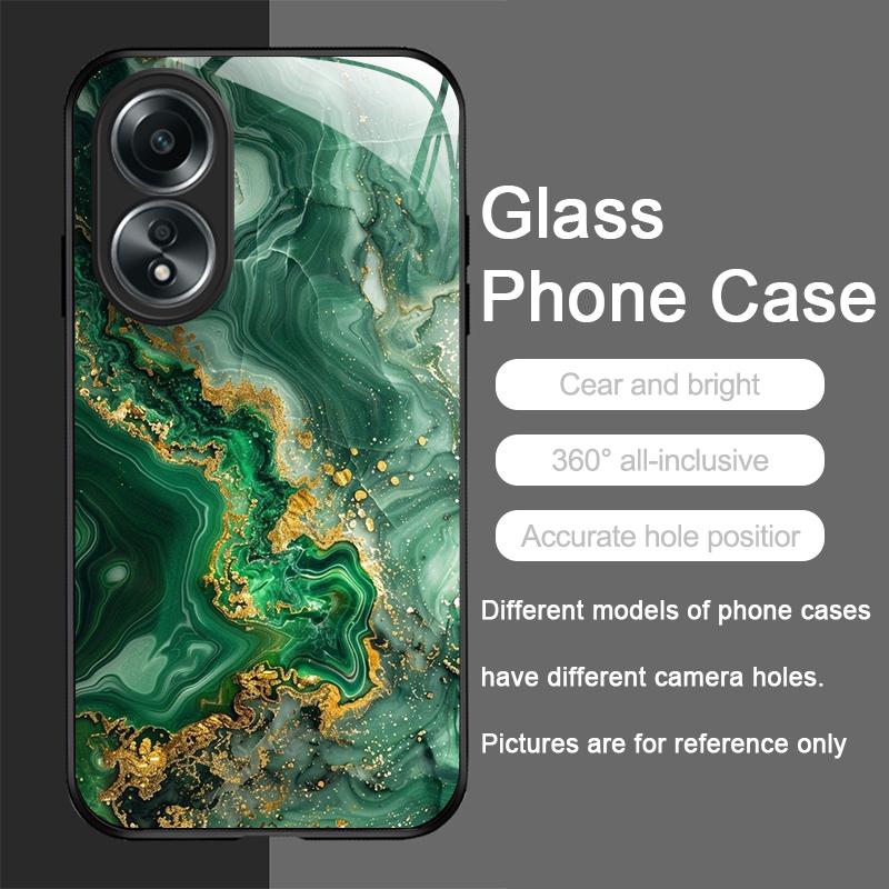 Потрясающий Чехол из Закаленного Стекла с Изумрудным Узором для OPPO Realme 14 13 12 11 10 Pro Plus 9i GT Neo 3 2 X7 Pro Защитная Крышка