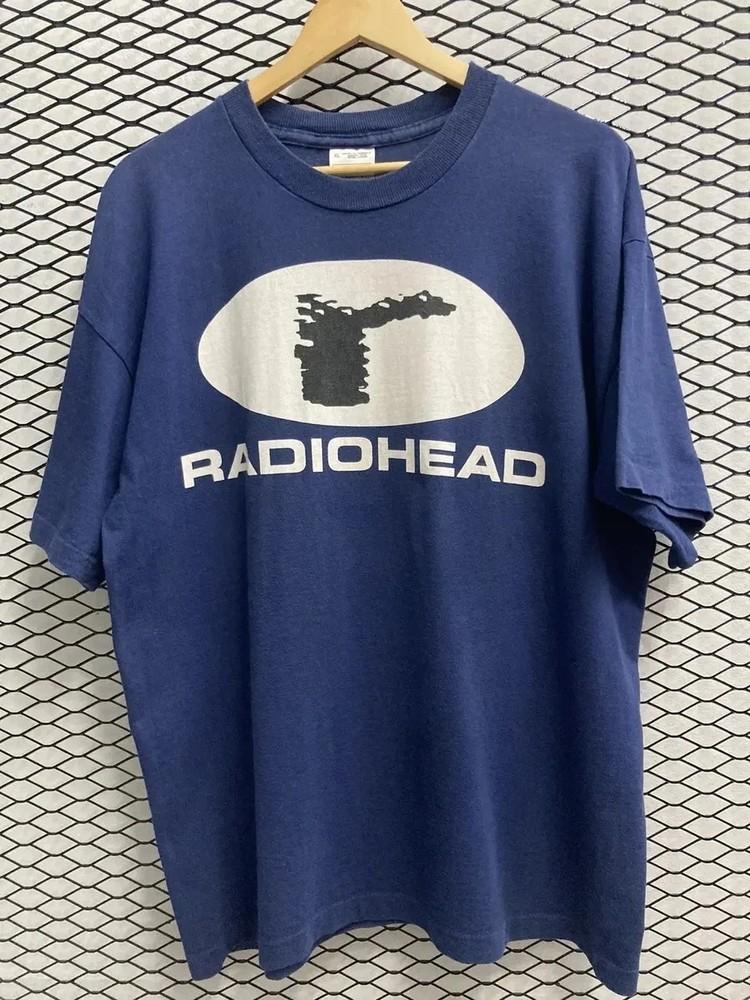 Футболка унисекс Radiohead, короткий рукав, темно-синий цвет, унисекс, мужская, женская, S5XL, футболка унисекс