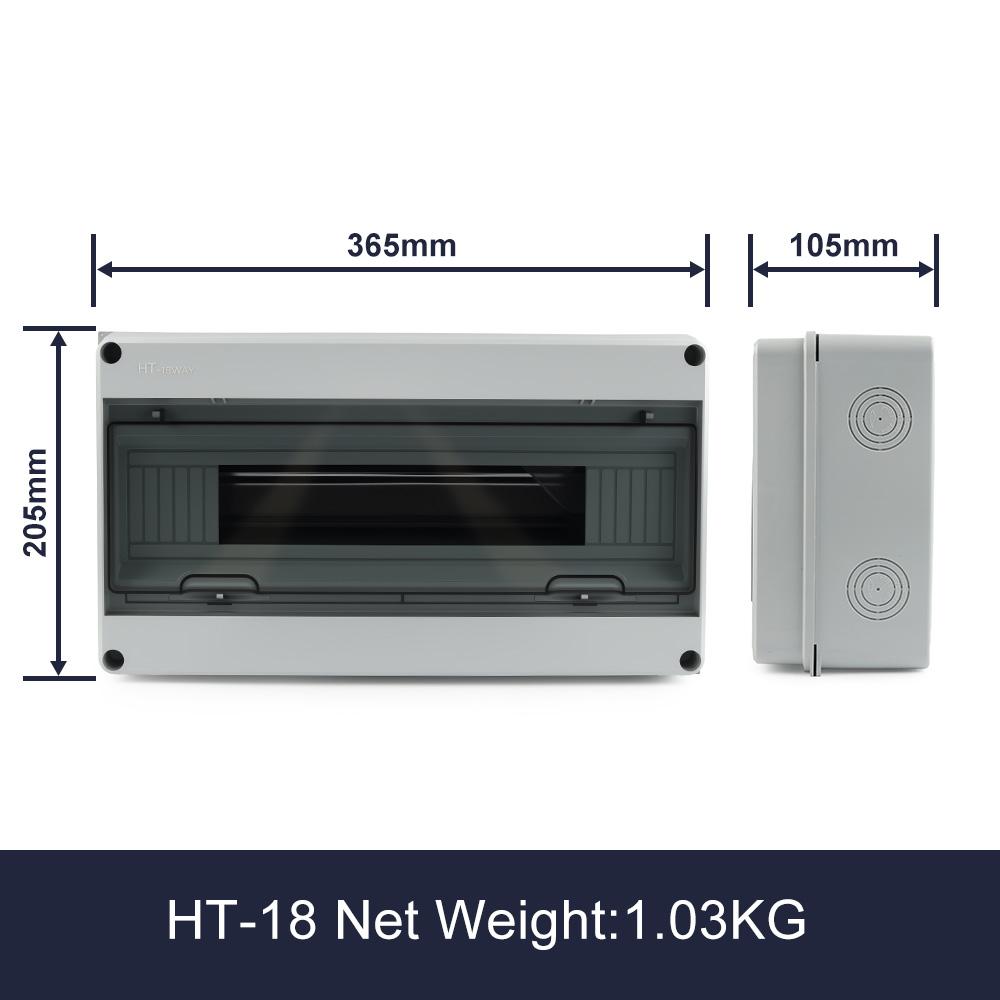 IP65 Waterproof Distribution Box HT-5/8/12/15/18/24 Way ABS Plastic Material Transparent Visual Window Wall-mounted Outdoor Use