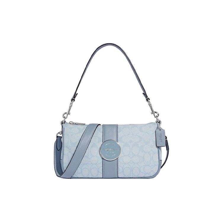 Coach Lonnie 25 Classic Monogram Print Fabric And Leather Shoulder Bag Women Shoulder Bag Blue C8306-SVS9X