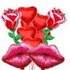11Pcs Large Figure Heart Aluminum Foil Balloon for Big Rose Flower Red Kiss Lips Balloon Wedding Party Decor Love Valentine's Day Girlfriend Gift