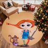 Pippi Longstocking Pattern Round Rug, Indoor/Outdoor Mat, for Picnic, Gameroom, Bedroom, Office, Living Room, Home Decor Carpet, Birthday Gift