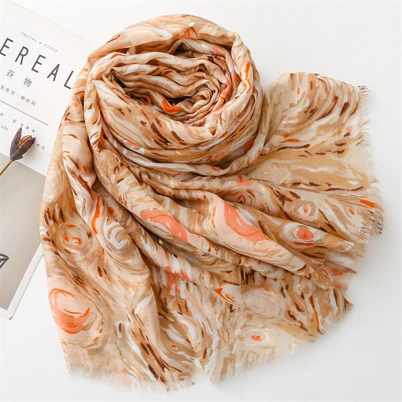 180*88cm Lightweight Scarves for Women Starry Sky Pattern Scarf Shawls Sunscreen Head Shawls Cotton Feeling Scarves and Wraps for Summer Shawl