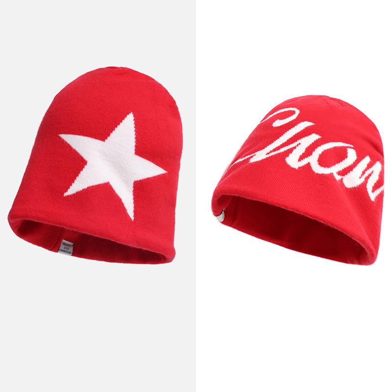 Осенне-зимняя шапка женская вязаная с надписью шерстяная теплая шапка с защитой ушей