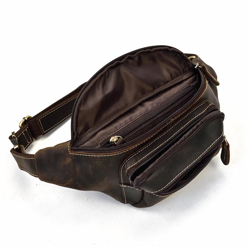 Мужская кожаная поясная сумка в ретро-стиле из кожи Crazy Horse Мужская поясная сумка-кошелек на ремне Горячая распродажа Мужские сумки Винтаж Ретро