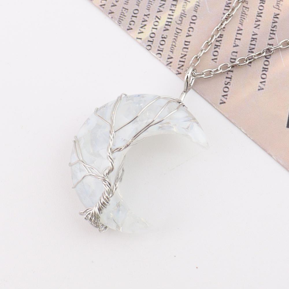 Ожерелье Chakela «Лунный Серп Древо Жизни» с Натуральными Кристаллическими Камнями