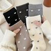 5 Pairs Heart Print Socks, Cute Japanese Style Mid Tube Socks For Fall & Winter, Women's Stockings & Hosiery