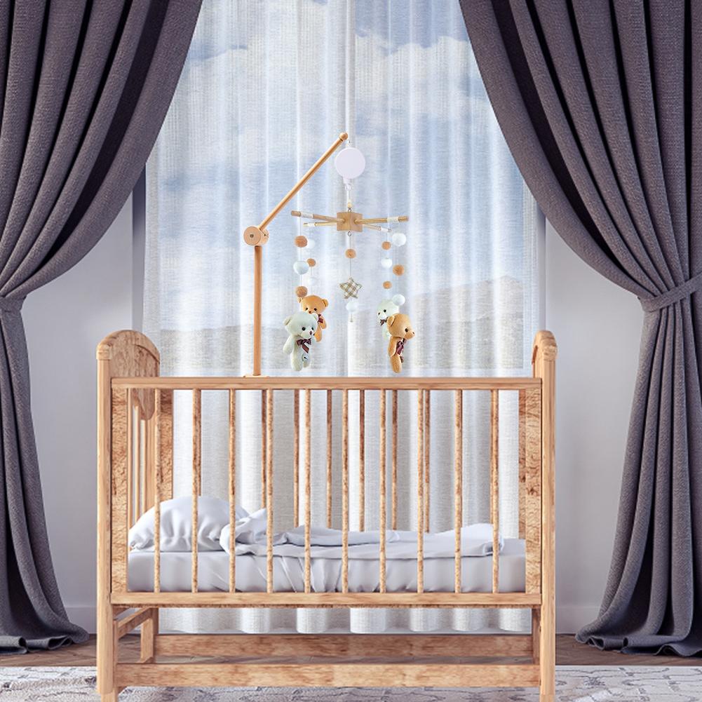 Crib Bell Baby Bed Bell Hot Air Balloon Pendants Stars and Moon Toys Wooden Wind Chimes