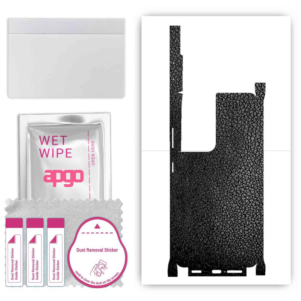 apgo Protective Skin Sticker for the Back+sides Compatible with Samsung Galaxy S21 Ultra 5G, Full Wrap Film, Foil, Vinyl - Pattern Black Leather