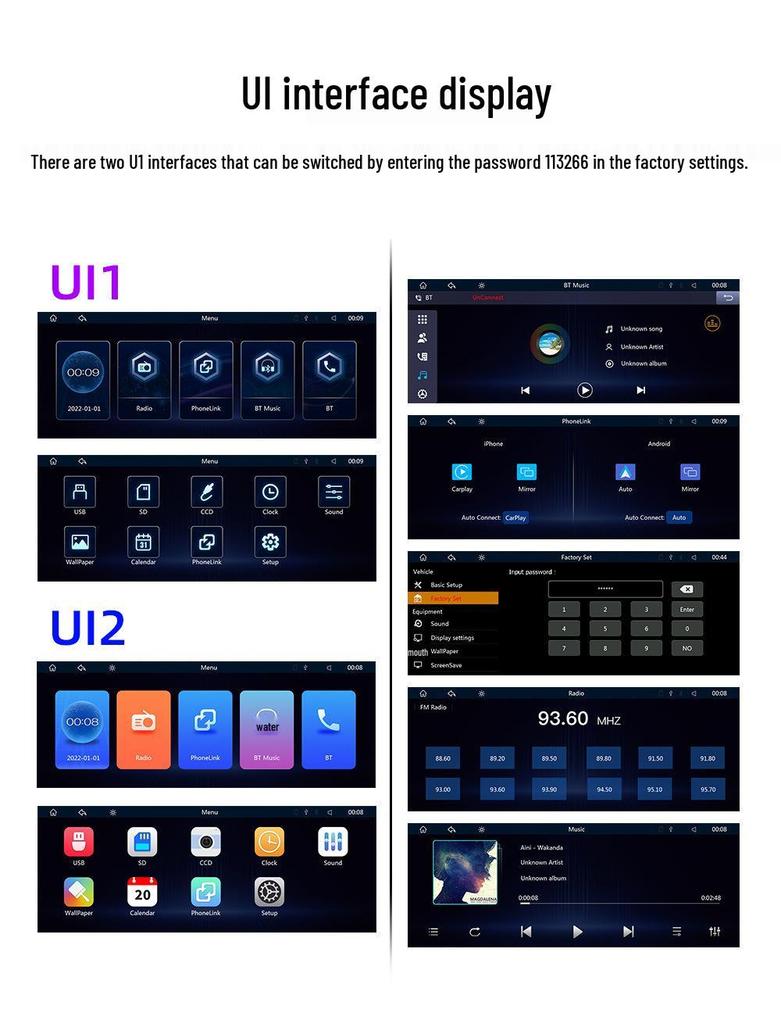 10,26-дюймовый умный CarPlay навигатор Bluetooth Android MP5-плеер