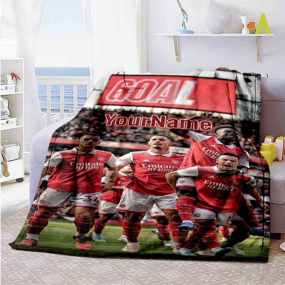 Arsenal Personalized Text Blanket Throw Customizable Blanket Comfortable for Office Chair Office Home Decor Picnics All-Season Use
