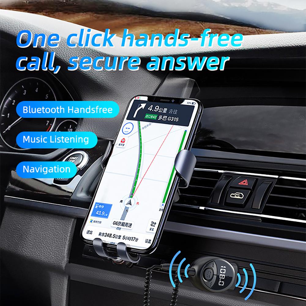 Bluetooth 5.3 Wireless Car FM Transmitter Aux Adapter USB To 3.5mm Jack Audio Music Mic Handsfree Adapter for Car Speaker