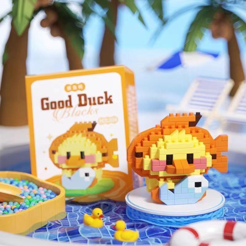 Милые утки серии животных микро-блоки дрели собирать вентиляторы развивающие игрушки для детей