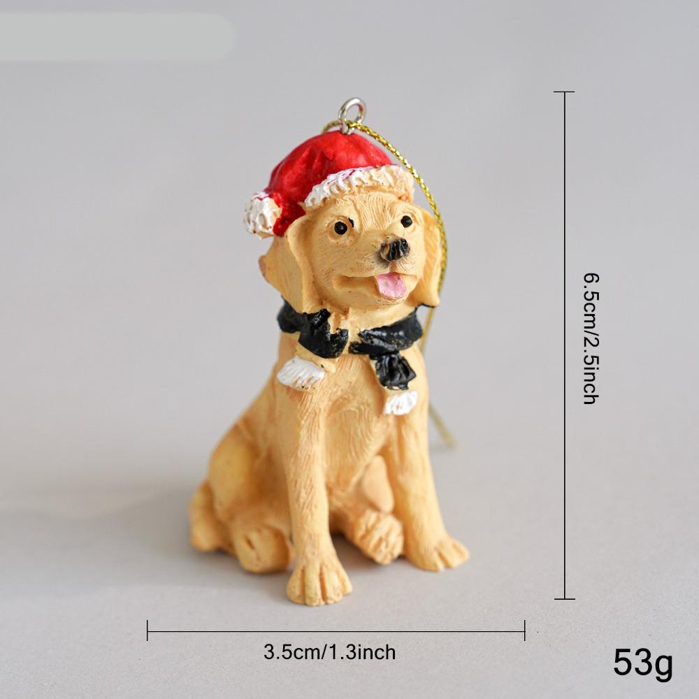 Creative Christmas Hat Dog Sculpture Puppy Modern Christmas Ornament Exquisite Sitting/Standing Position Deer Desktop Ornament