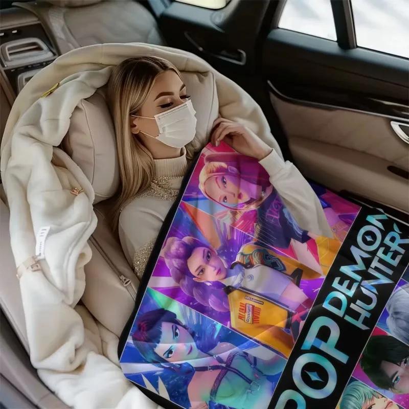 K Pop Охотники на демонов Плед Горячая Руми Мира Зои С принтом Многофункциональный Фланелевый Плед Подарок для Дома Отдыха Кемпинга Путешествий
