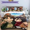 Eren & Mikasa 3pcs Bedding Set Duvet Cover Closure Includes 1 Duvet Cover & 2 Pillowcases for All Seasons Bedroom Home Dorm Decor
