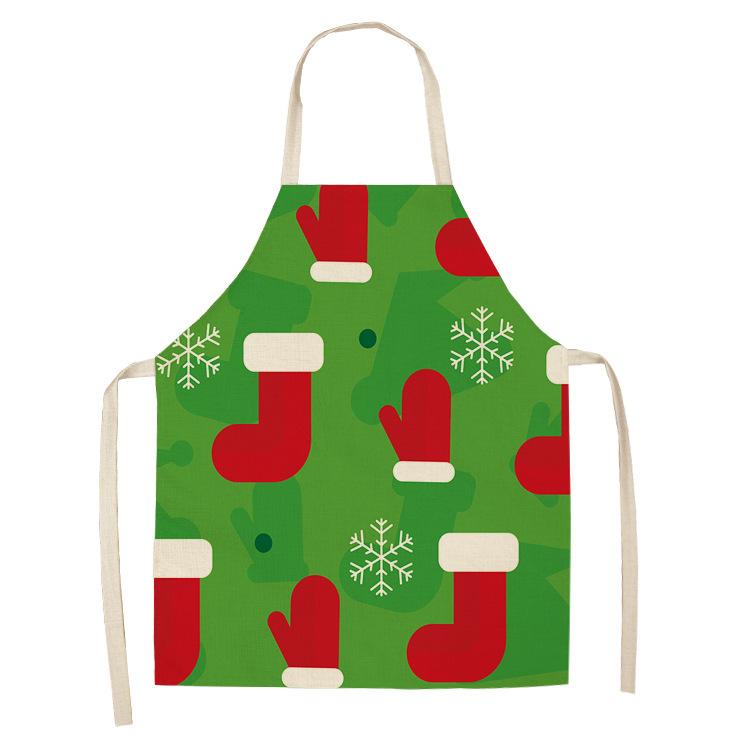 New cartoon Christmas sleeveless printing sleeveless apron home waterproof kitchen dust protection