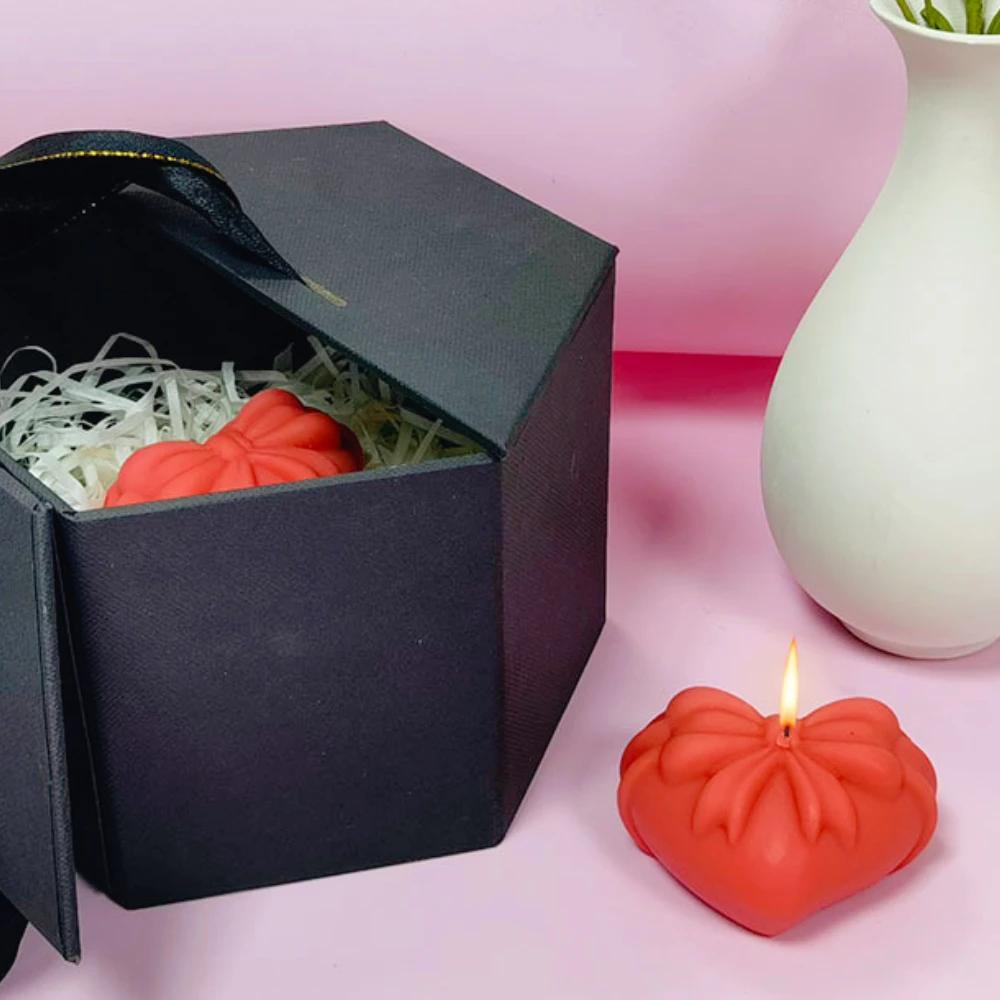 8 отверстий Рельефная форма для свечей в виде банта в форме сердца, силиконовая форма для мыла в форме любви, декор на День святого Валентина, легко извлекается из формы, ручная работа