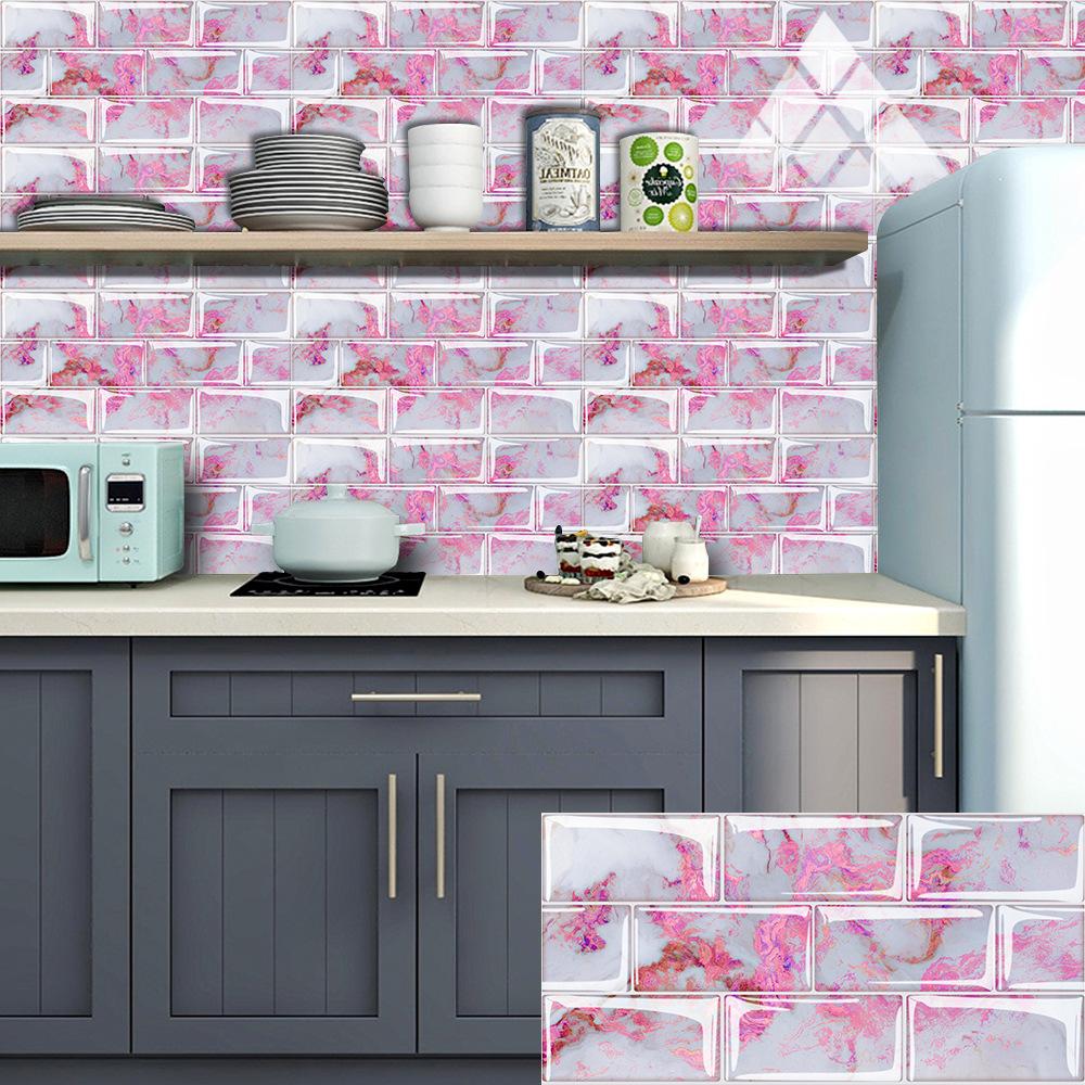 10Pcs15cmX30cm DIY Мраморные наклейки на стену Имитация кирпича Украшение спальни Водонепроницаемая самоклеящаяся плитка Обои Декор кухонного шкафа