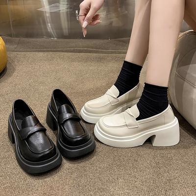 Лоферы женские британские туфли на платформе с юбками весна и осень новые туфли-буфы французские ретро однопедальные лоферы с мягкой подошвой
