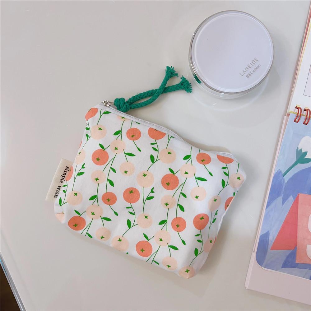 Mini Cotton Floral Organizer Bags for Women Bag Small Fabric Cosmetic Make Up Bag Little Purse Coin Pouch Children Cosmetic Case
