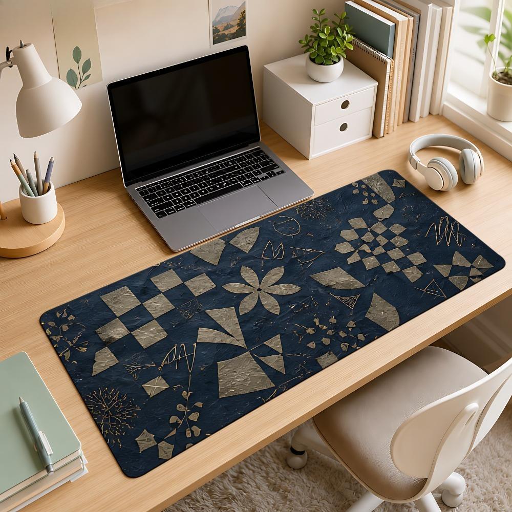 BlueGold Abstract Geometric Floral Pattern Mouse Pad AntiSlip Suitable For Home Offices And Creative Workspaces A Desktop