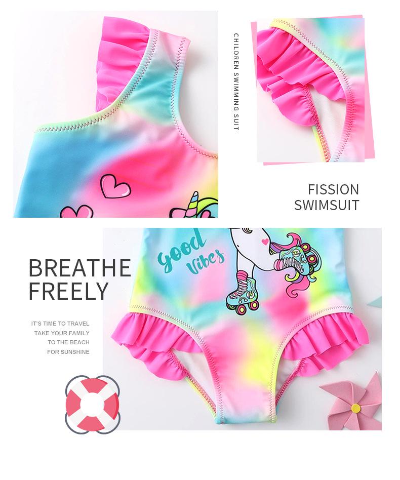 2025 Cross-border Girls' Unicorn One-Piece Swimsuit - Sexy Baby Bikini Swimwear for Children (S, M, L)