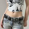 Casual Rivet Belts Versatile Snap on Waist Belt Fashion Skull Belt  Unisex