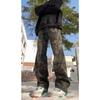 JYL Унисекс Джинсы Bootcut Съемные Клетчатые Белые Широкие Джинсовые Брюки High-Street
