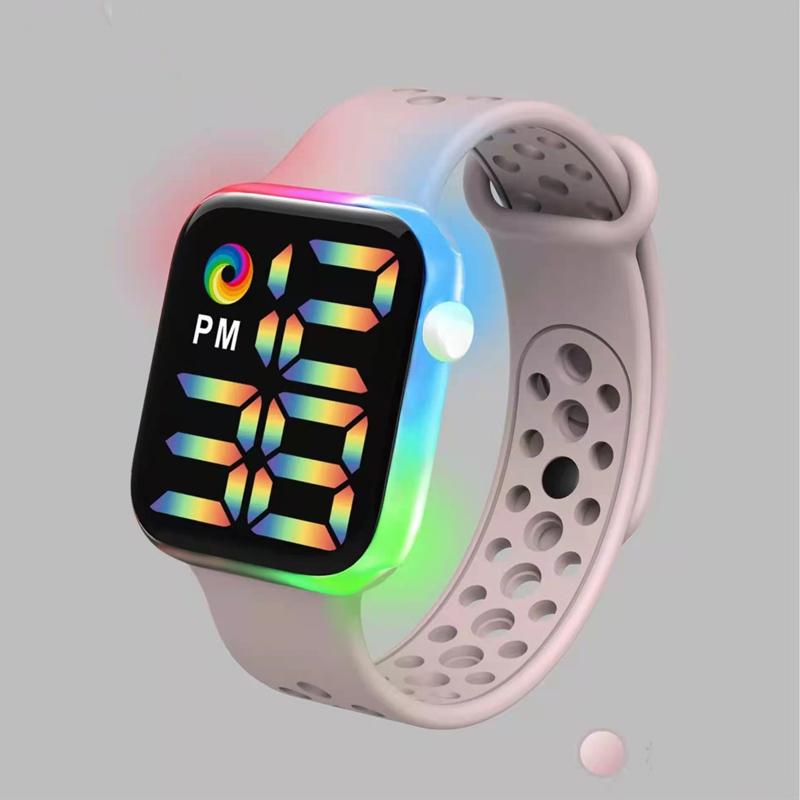 Trendy Unisex Square Luminous Electronic Wristwatch New Digital Sports Student Watch LED Watch Waterproof Man Woman Y1 Cool Rainbow