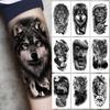 Upper Arm Sleeve Crown Lion Tiger Wolf Head Waterproof Temporary Stickers Body Art Fake Tattoo For Women Men