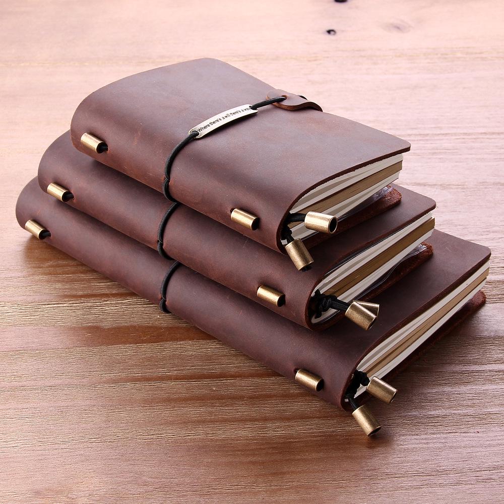 Genuine Leather Retro Traveler Notebook - Crazy Horse Finish, High-end Business Planner with Engraved Logo