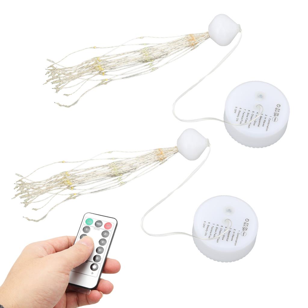 2Pcs LED Decorative Lights 8 Modes DIY Hanging Solar Decorative Lights with Remote Control for Outdoor Courtyard
