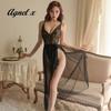 Sexy X028 [Agnel X] Lingerie, Innerwear, Underwear, Nightwear, See-through One-piece Set, Women's (Black, Free)