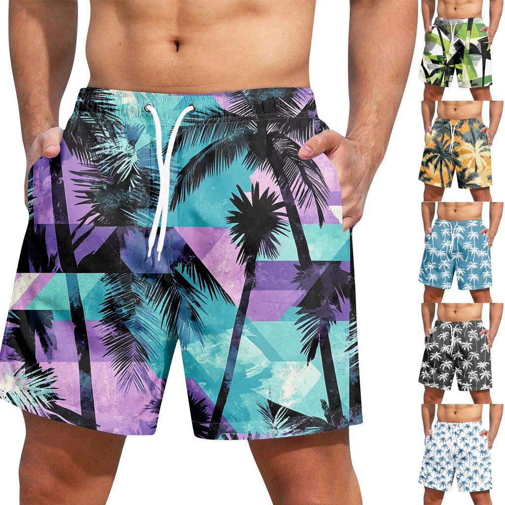 Men's Fashion Printed Elastic Waist Casual Yoga Pants Beach Shorts
