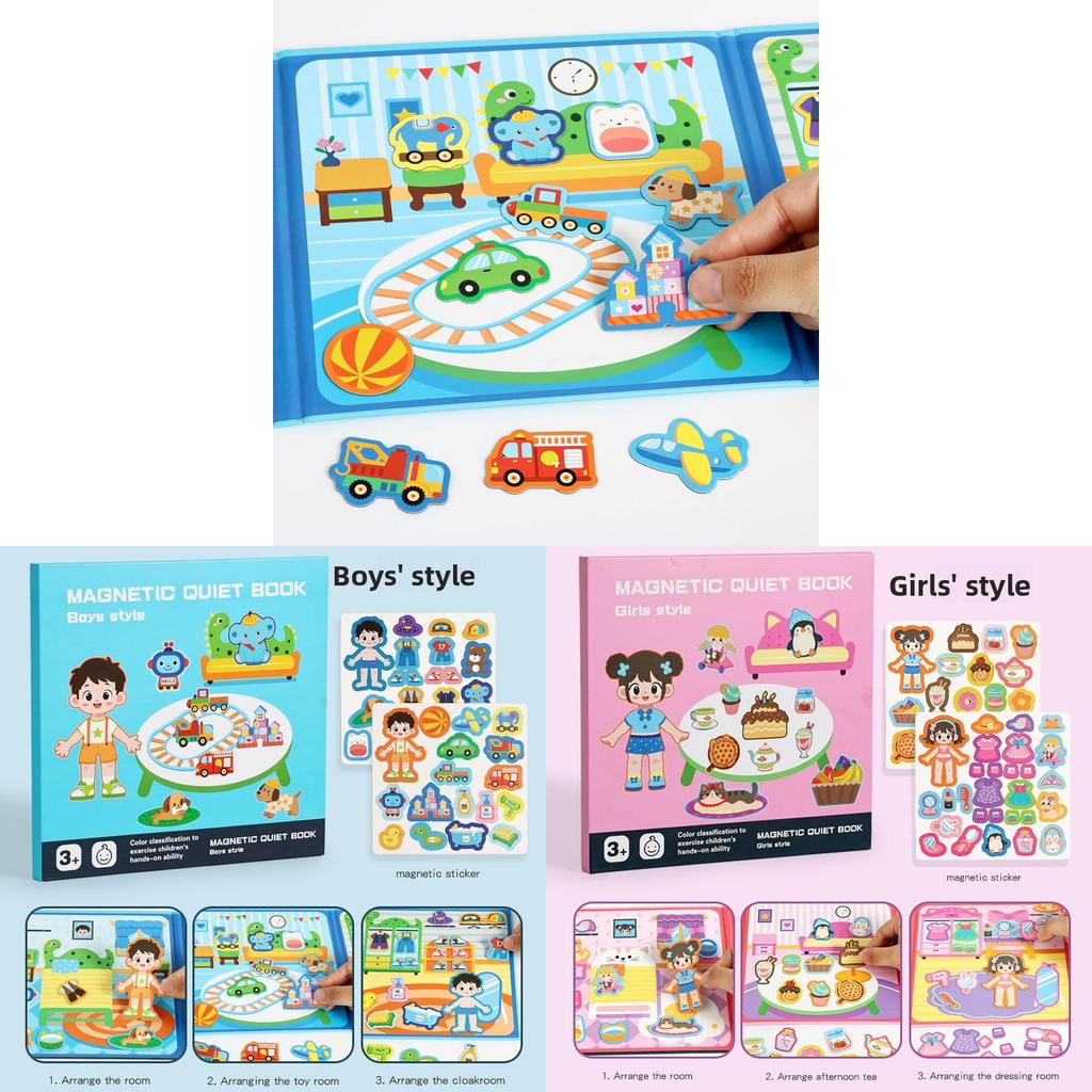 Wooden Kids Magnetic Puzzle Book For Girls And Boys With Hand Tear Silhouette Design For Preschool