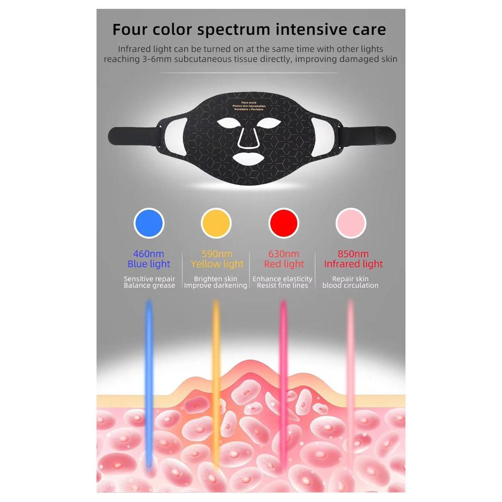 4 в 1 светодиодная светотерапевтическая маска для лица, терапия красным светом, антивозрастная, против морщин, подтяжка кожи, отбеливание, усовершенствованная фотонная маска