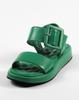 Sandals with a Wide Buckle 16112 36 Green Leather