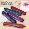 5Pcs Portable Pencil Storage Bag Casual Zipper Stationery Pouch Trendy Mesh Pencil Case  Student