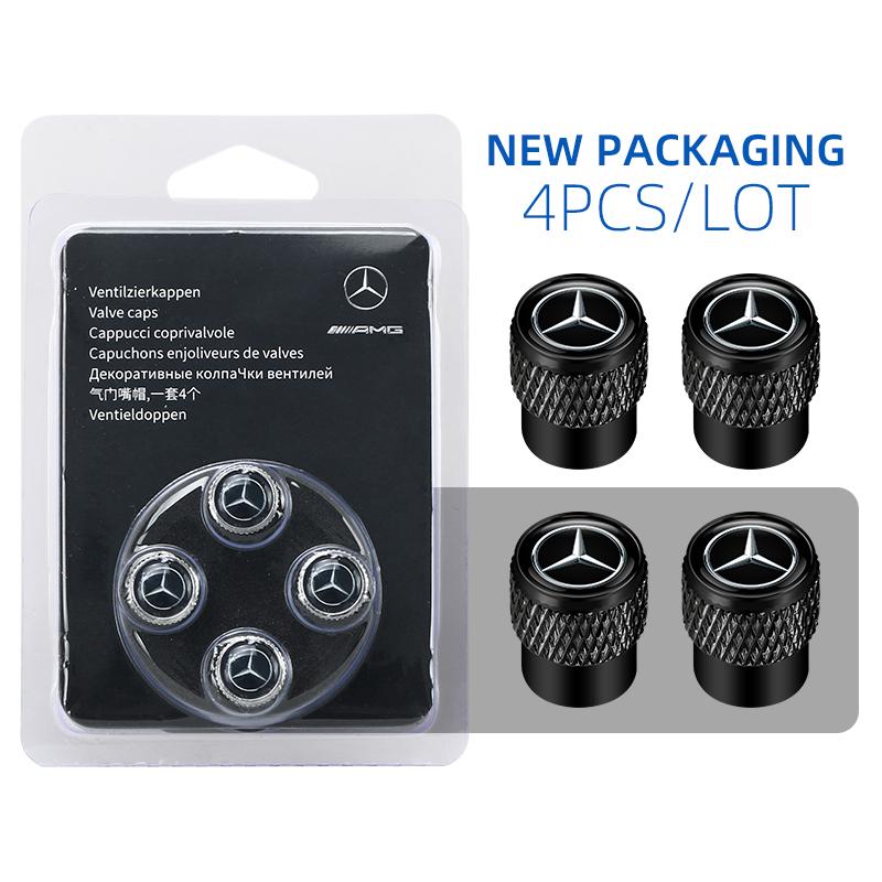 HQQM3 4Pcs Car Tire Valve Stems Cap Knurling Style Tire Valve Cap for Mercedes Benz AMG Brabus Maybach Smart W205 W204 GLC CLA GLK