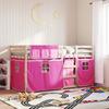 VidaXL Bunk Bed with Pink Curtains 80x200 Cm Solid Pine Wood, Bed, Bed Frame, Low Bunk Bed, Bedroom Furniture At 3283900