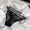 Женские летние милые сексуальные кружевные сетчатые стринги с низкой посадкой, прозрачное нижнее белье
