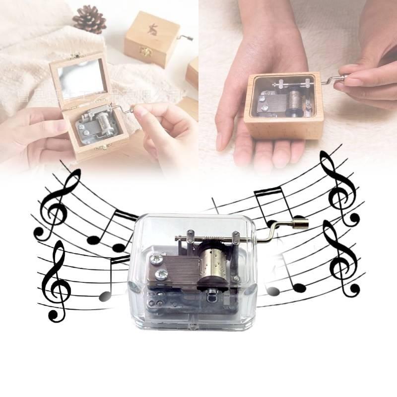Cranked Hand Acrylic Music Box Creative Craft Ornament Toy Kids Gift Students
