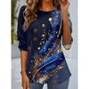 Women's T Shirt Tee Print Daily Casual Long Sleeve Crew Neck Blue Spring Fall