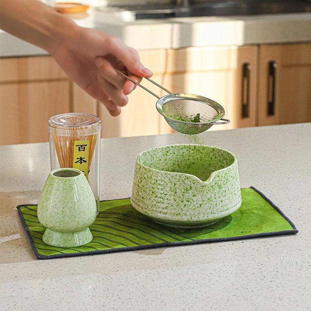 4PCS Reusable Japanese Matcha Tea Set Bamboo Ceramic Japanese Chasen Traditional Matcha Whisk