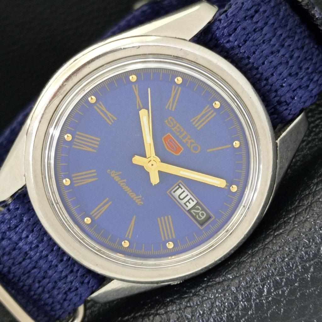 VINTAGE SEIKO 5 AUTOMATIC 6119C JAPAN MENS BLUE COLOR DIAL WATCH A500099-2 R151a-a500099